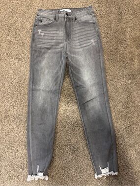 KANCAN GREY DISTRESSED SKINNY JEANS—WOMEN 25